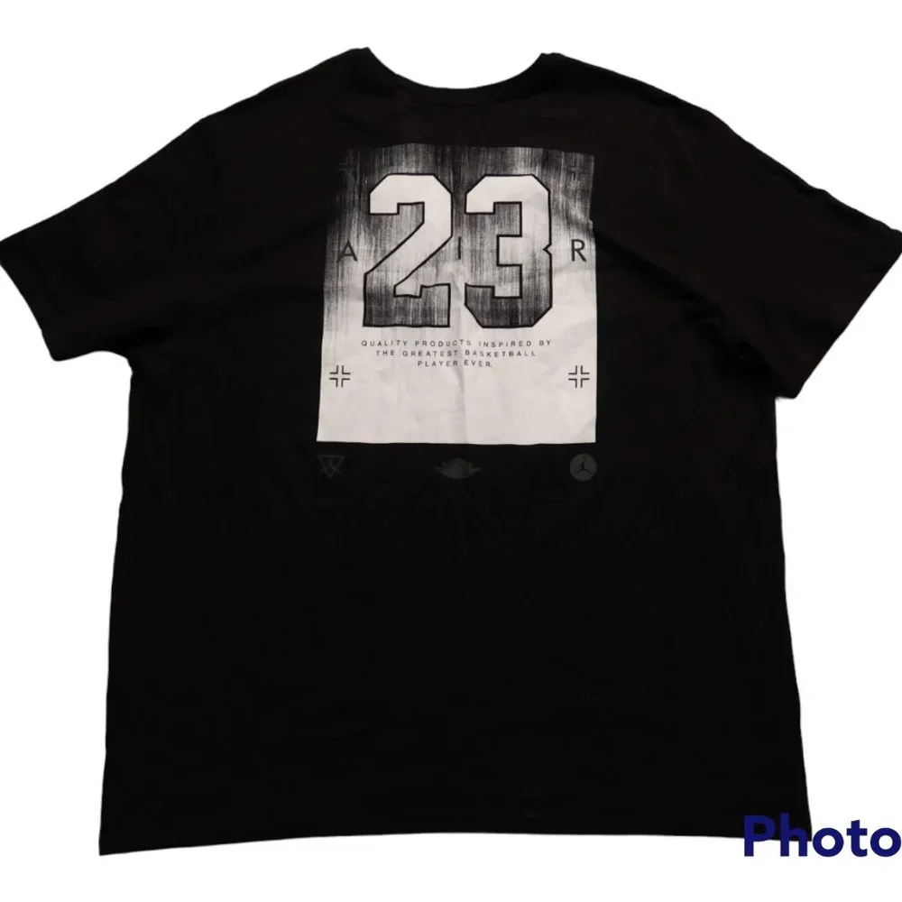 Air Jordan Big Back Logo Basletball Jumpman Black Short Sleeve T Shirt Mens 3XL - Picture 1 of 7